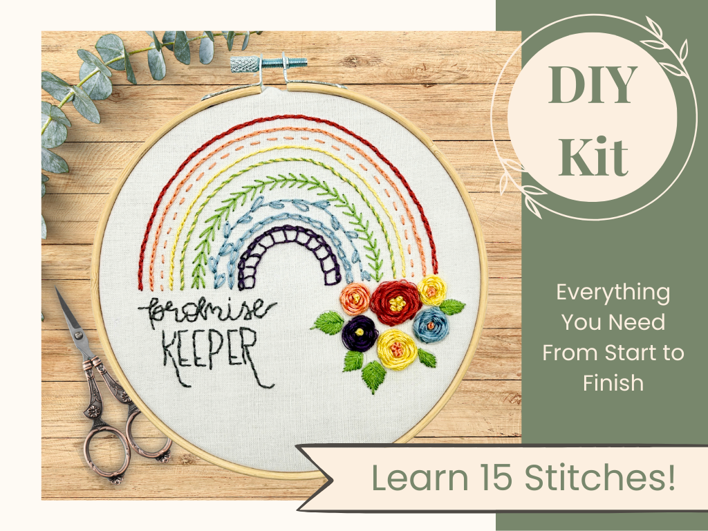 Promise Keeper Embroidery Kit with Devotional | Learn 15 Stitches