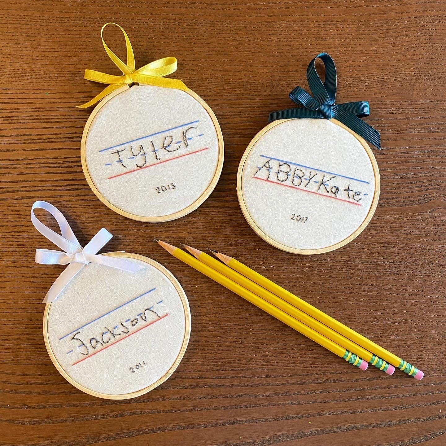 Handwriting Keepsake Ornament Personalized, Hand-embroidered
