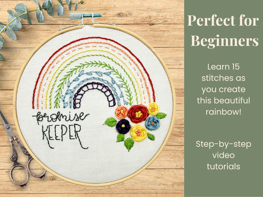 Promise Keeper Embroidery Kit with Devotional | Learn 15 Stitches