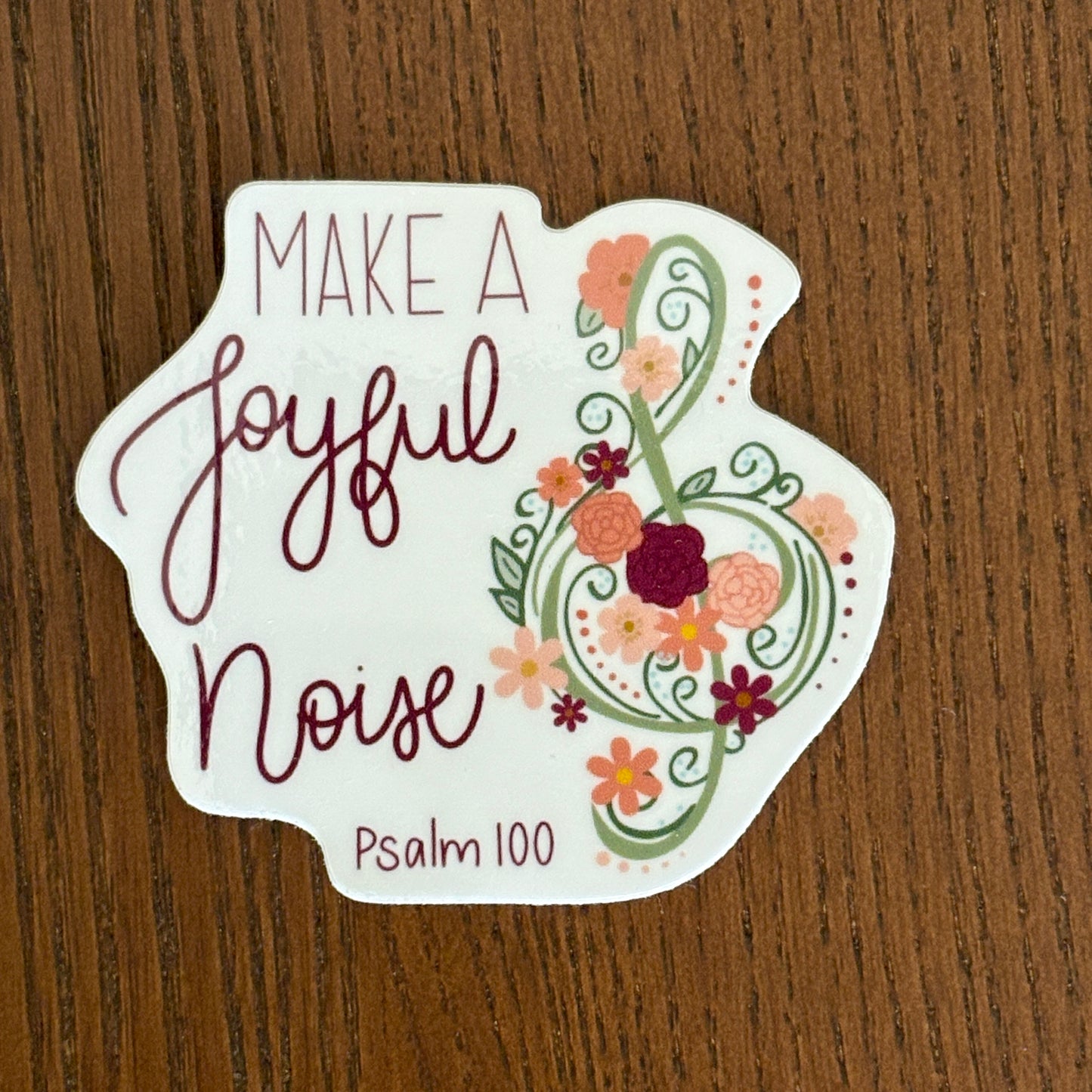 Make a Joyful Noise Waterproof Vinyl Sticker | Floral Treble Clef
