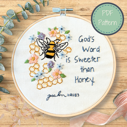 Sweeter than Honey – Digital Embroidery Pattern + Devotional (Psalm 119:103)