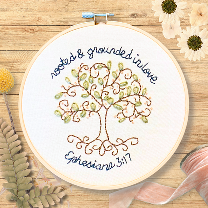 Rooted and Grounded Embroidery Kit with Devotional | Ephesians 3:17