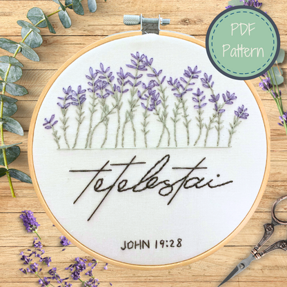 Tetelestai Digital Embroidery Pattern with Devotional | John 19:30 “It Is Finished”