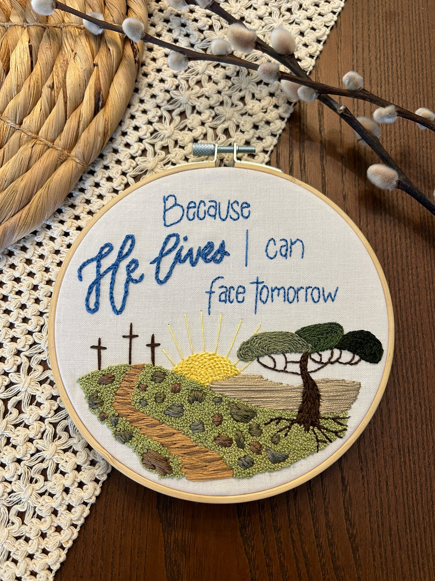 "Because He Lives" Embroidery Kit - Easter