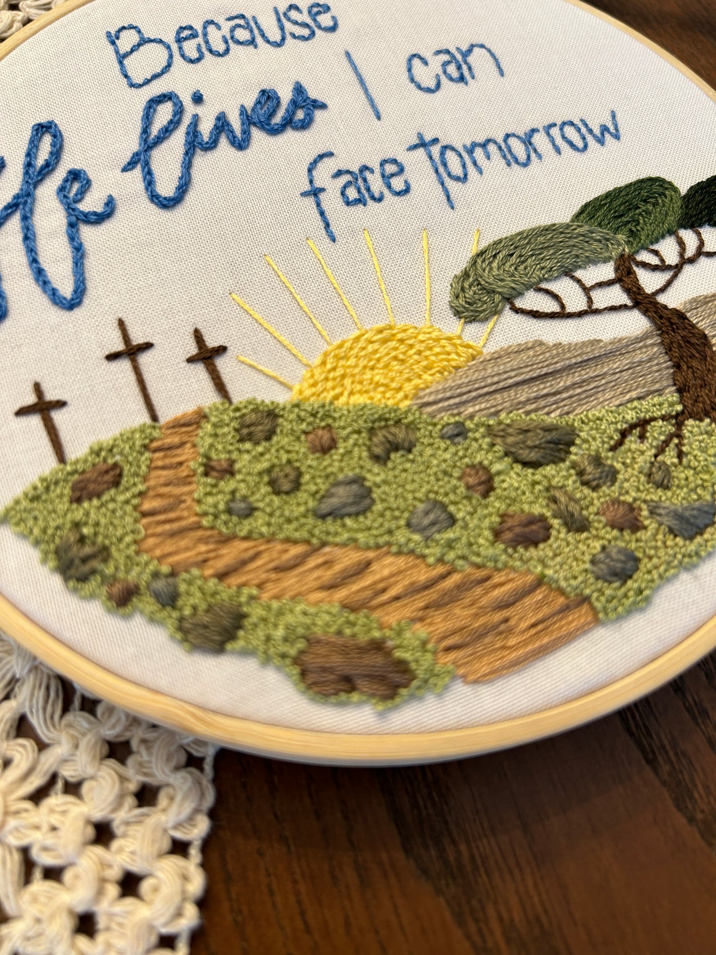 "Because He Lives" Embroidery Kit - Easter