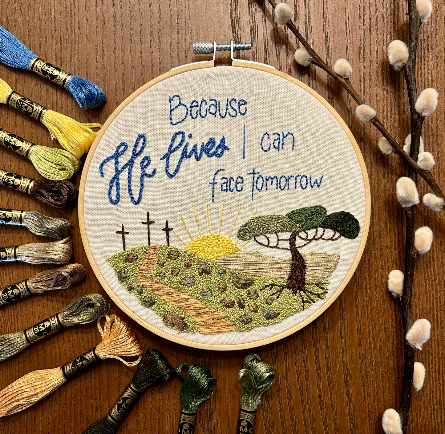 "Because He Lives" Embroidery Kit - Easter