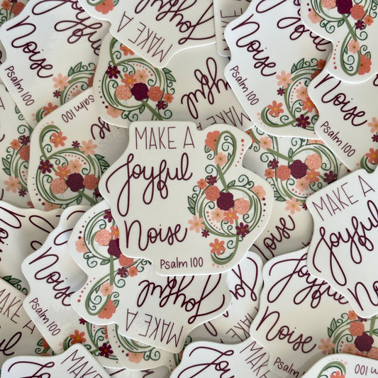 Make a Joyful Noise Waterproof Vinyl Sticker | Floral Treble Clef