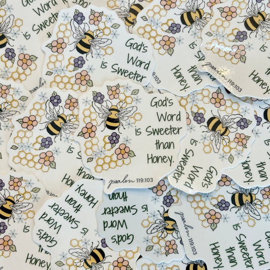 Sweeter Than Honey Sticker – Psalm 119:103 Vinyl Christian Sticker