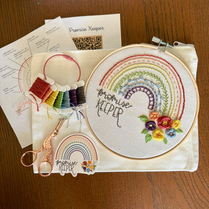 Promise Keeper Embroidery Kit with Devotional | Learn 15 Stitches