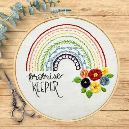 Promise Keeper Embroidery Kit with Devotional | Learn 15 Stitches