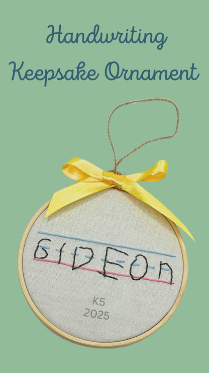 Personalized Handwriting Ornament – Custom Child’s Keepsake, Embroidered Handwriting Gift for Parents & Grandparents