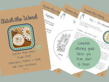 Sweeter than Honey – Embroidery Kit + Devotional (Psalm 119:103)